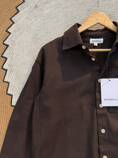 Fancy Textured Dark Coffee Boxy Shirt