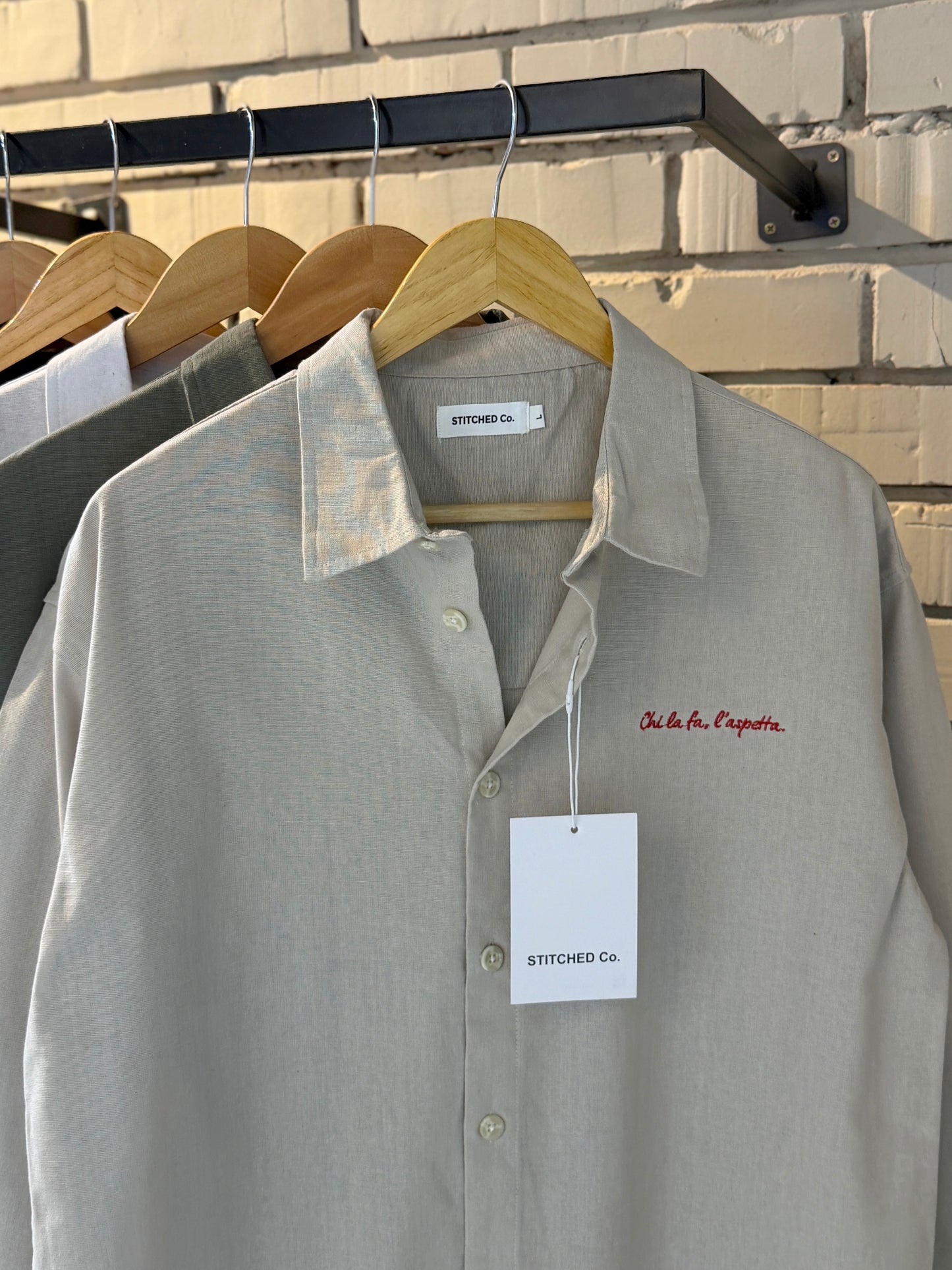 Embroidery Off-white Boxy Shirt