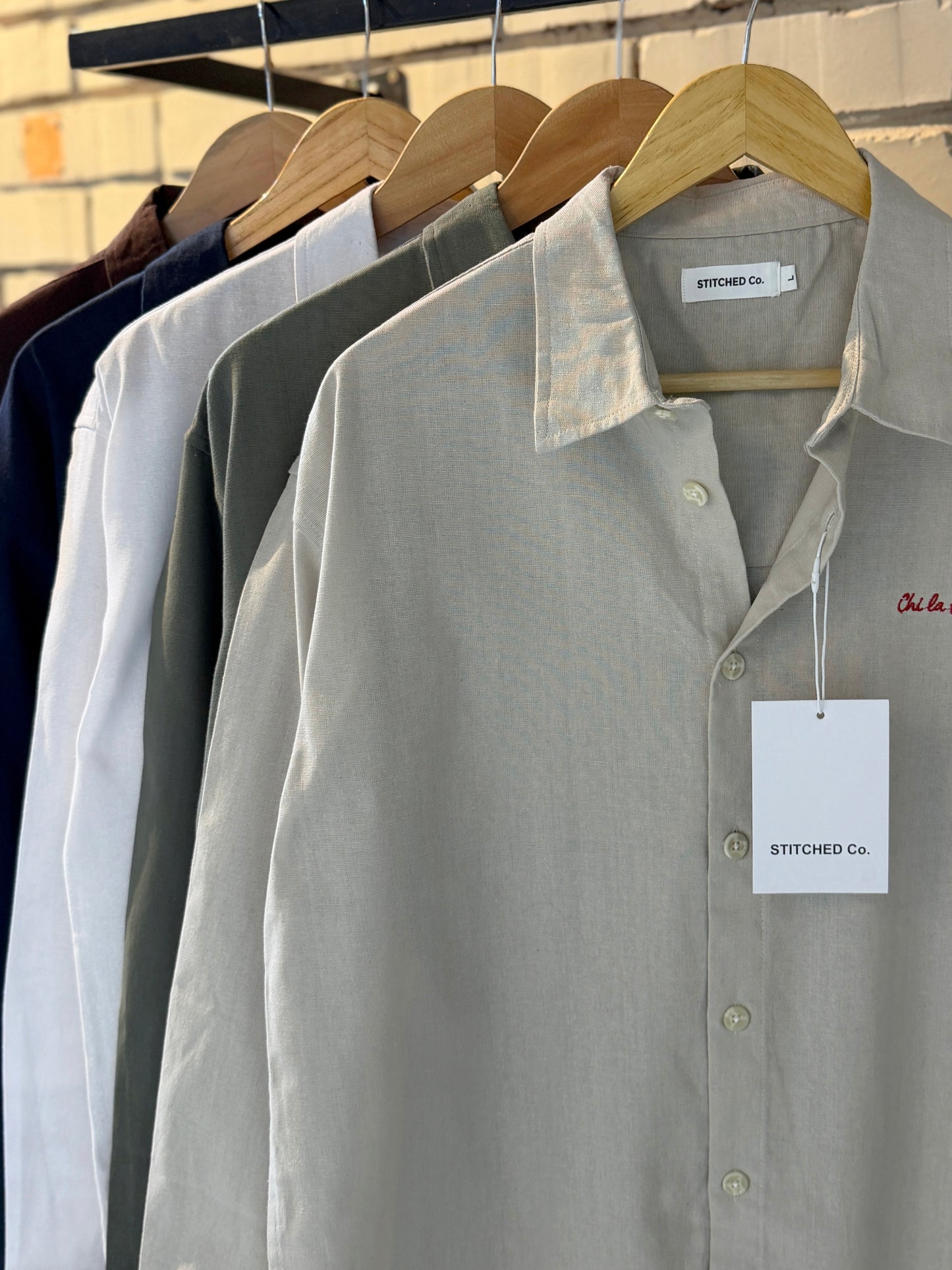 Embroidery Off-white Boxy Shirt