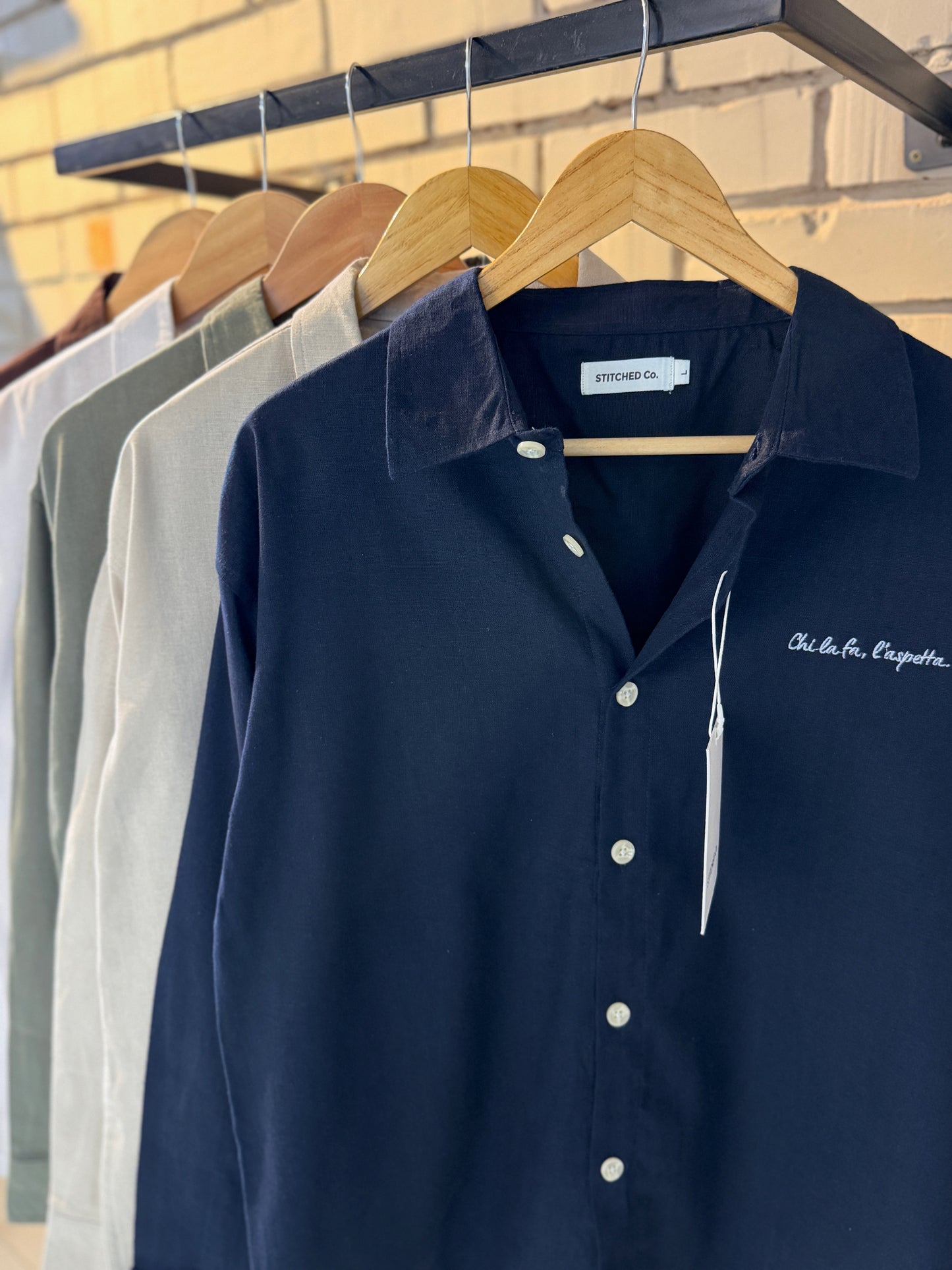 Embroidery Navy blue Boxy Shirt
