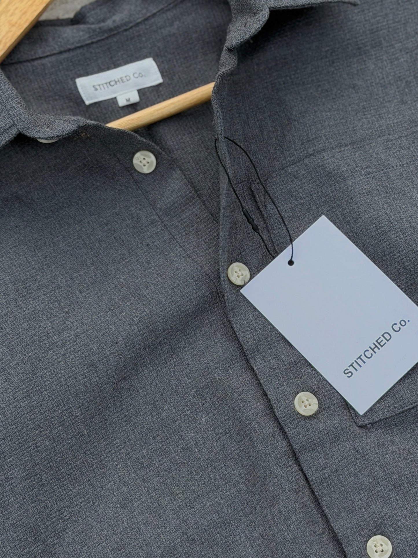 Fancy Textured Dark Ash Boxy Shirt
