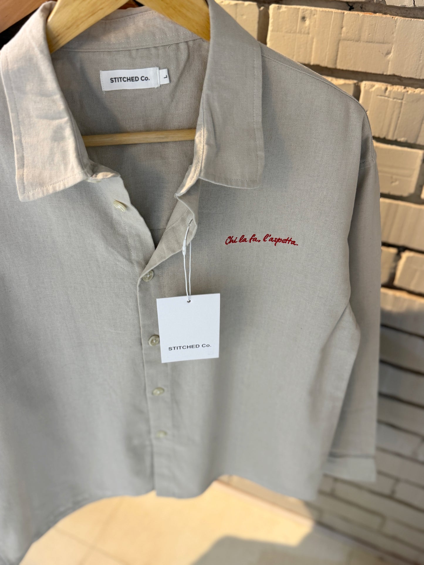 Embroidery Off-white Boxy Shirt