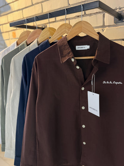 Embroidery Espresso Boxy Shirt