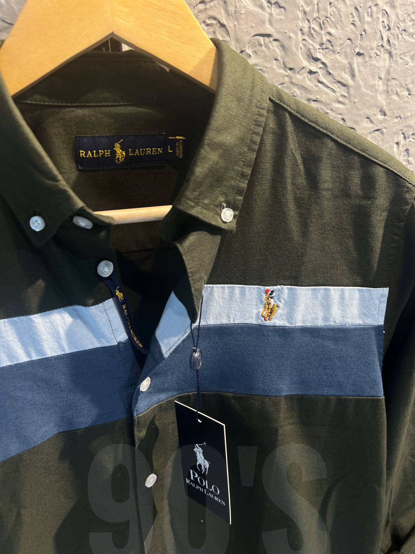 90's Dark Green Contrasted Oxford shirt