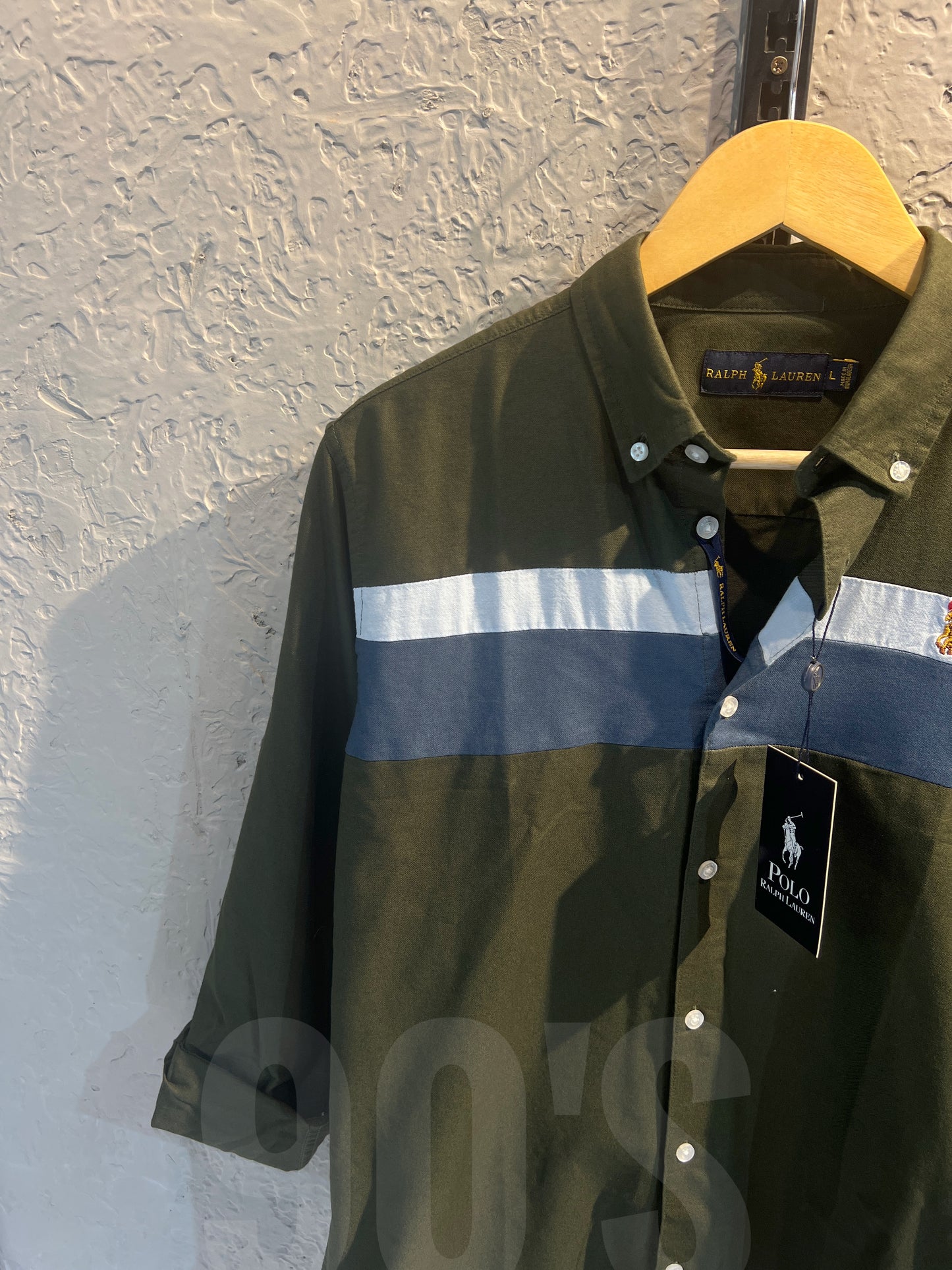 90's Dark Green Contrasted Oxford shirt