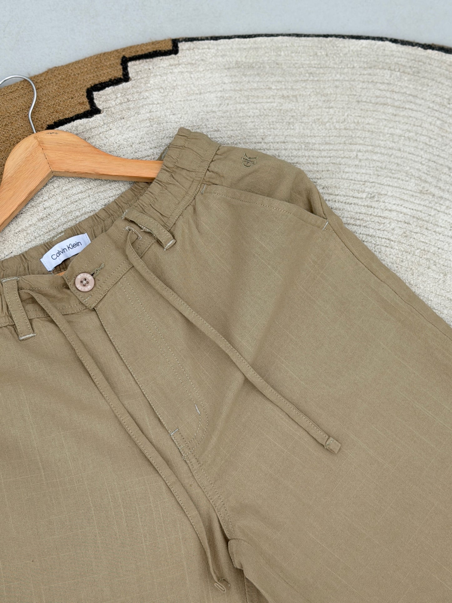 Baggy Light Beige Linen Pants