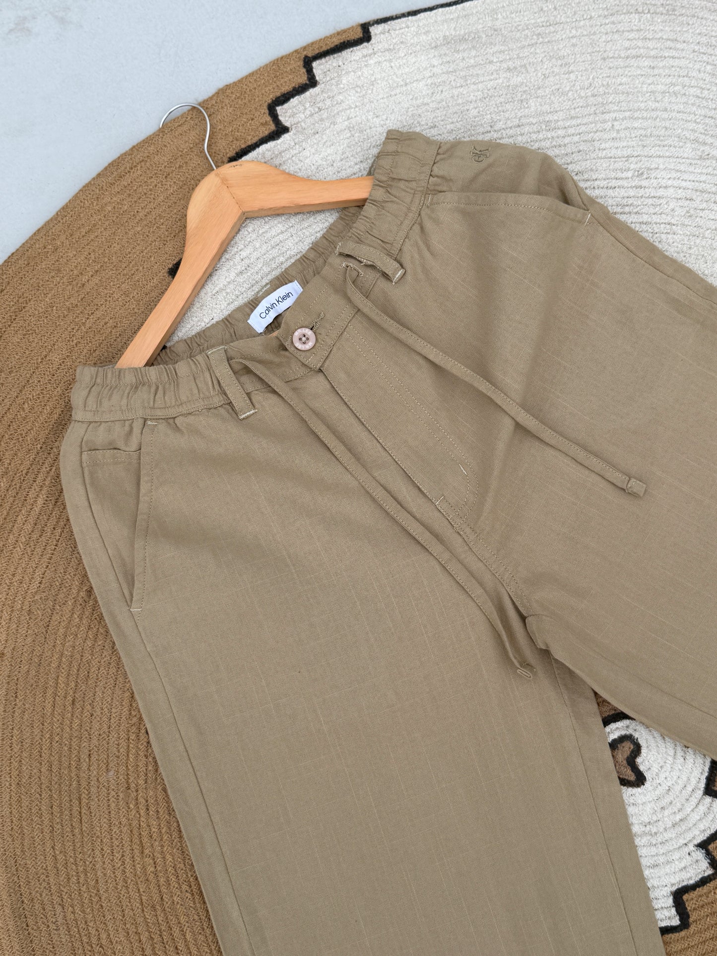 Baggy Light Beige Linen Pants