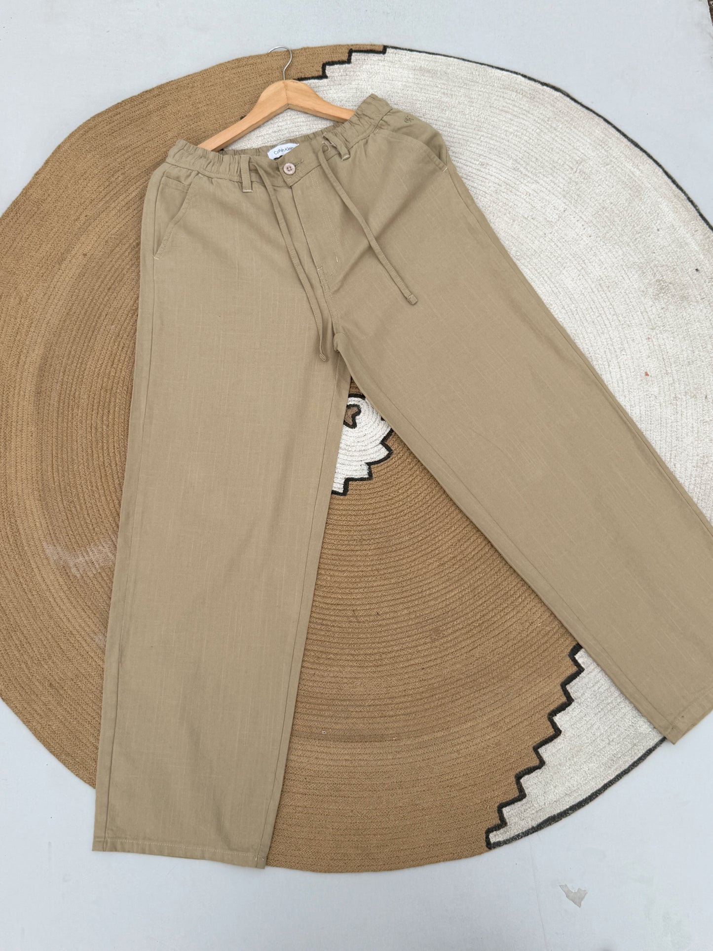 Baggy Light Beige Linen Pants