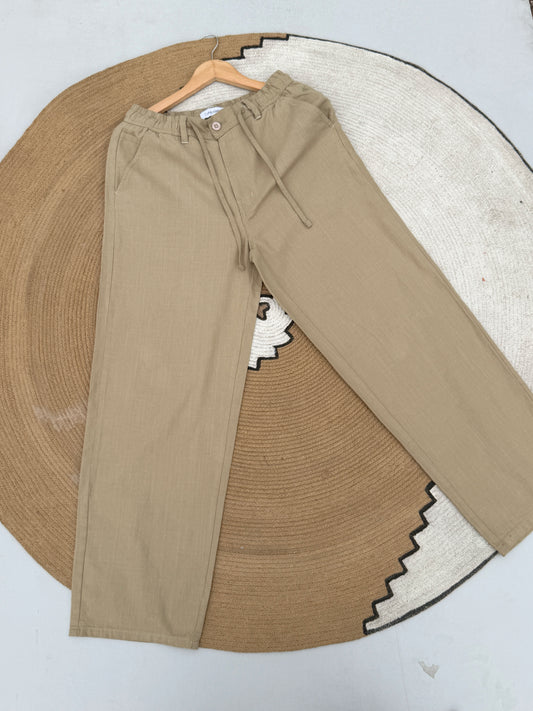 Baggy Light Beige Linen Pants