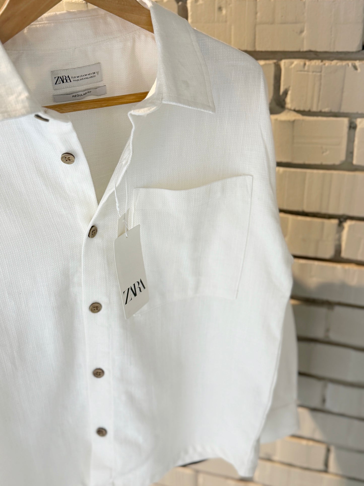 Linen-Blend White Boxy Shirt