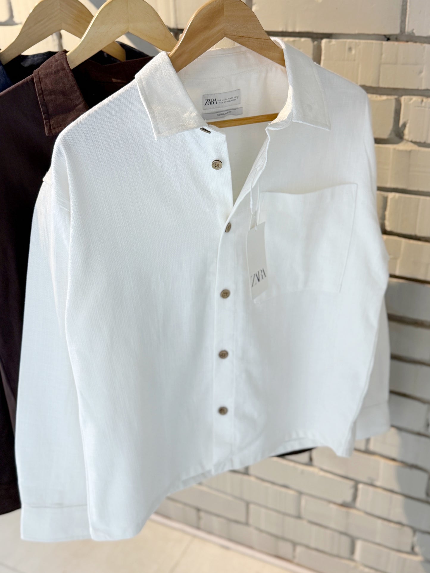Linen-Blend White Boxy Shirt