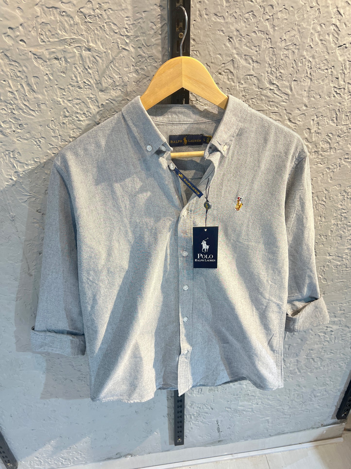 Ralph Lauren Gray Solid Oxford Shirt