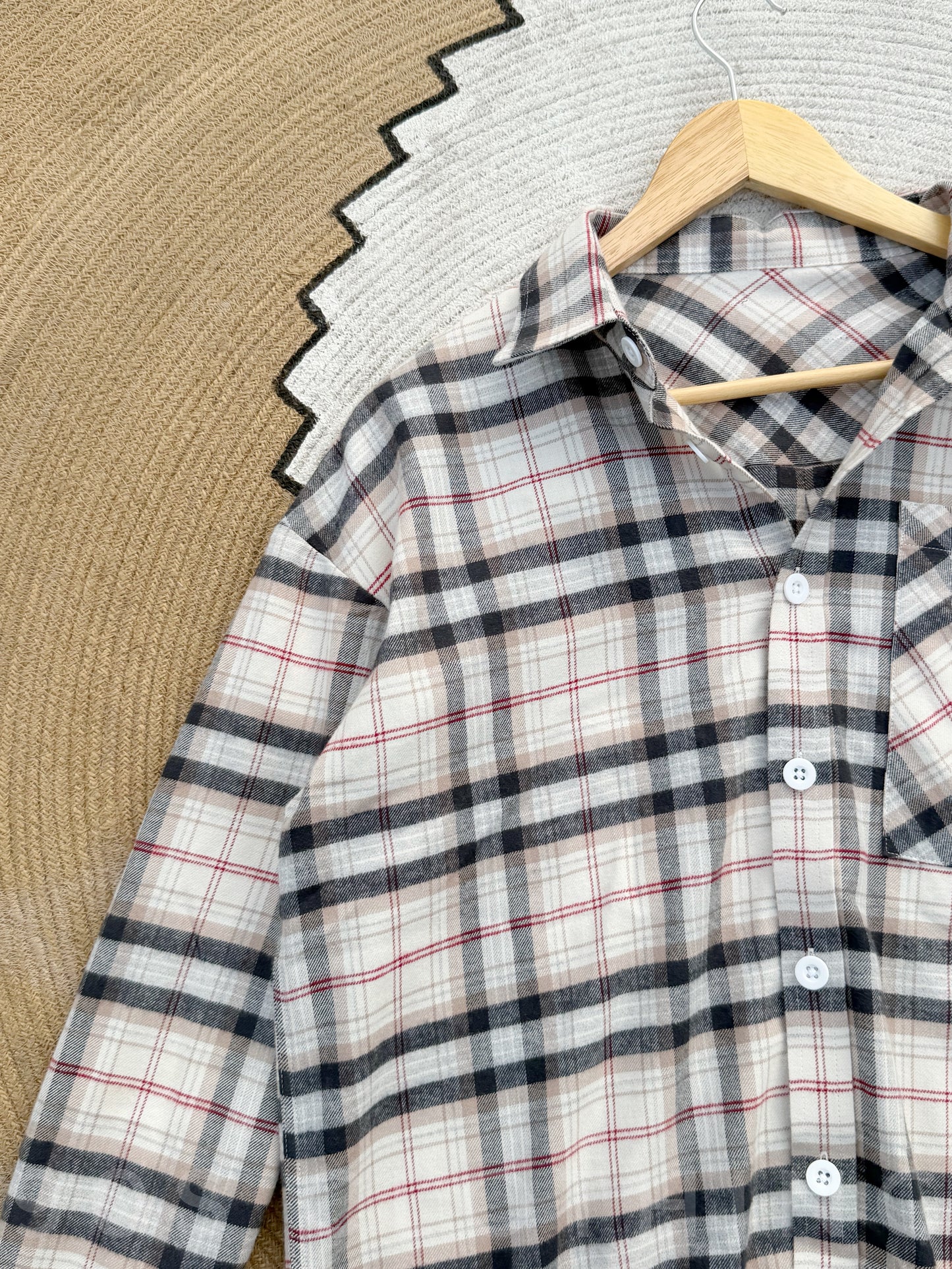 Boxy Sandstone Check Full sleeve shirt