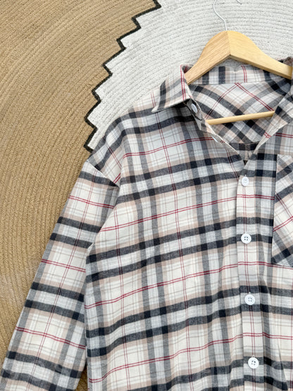 Boxy Sandstone Check Full sleeve shirt