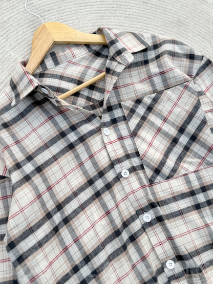 Boxy Sandstone Check Full sleeve shirt