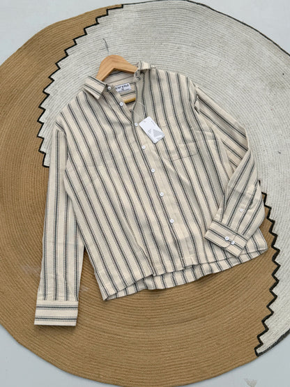 Premium Textured Desert Sand Stripe Boxy Shirt