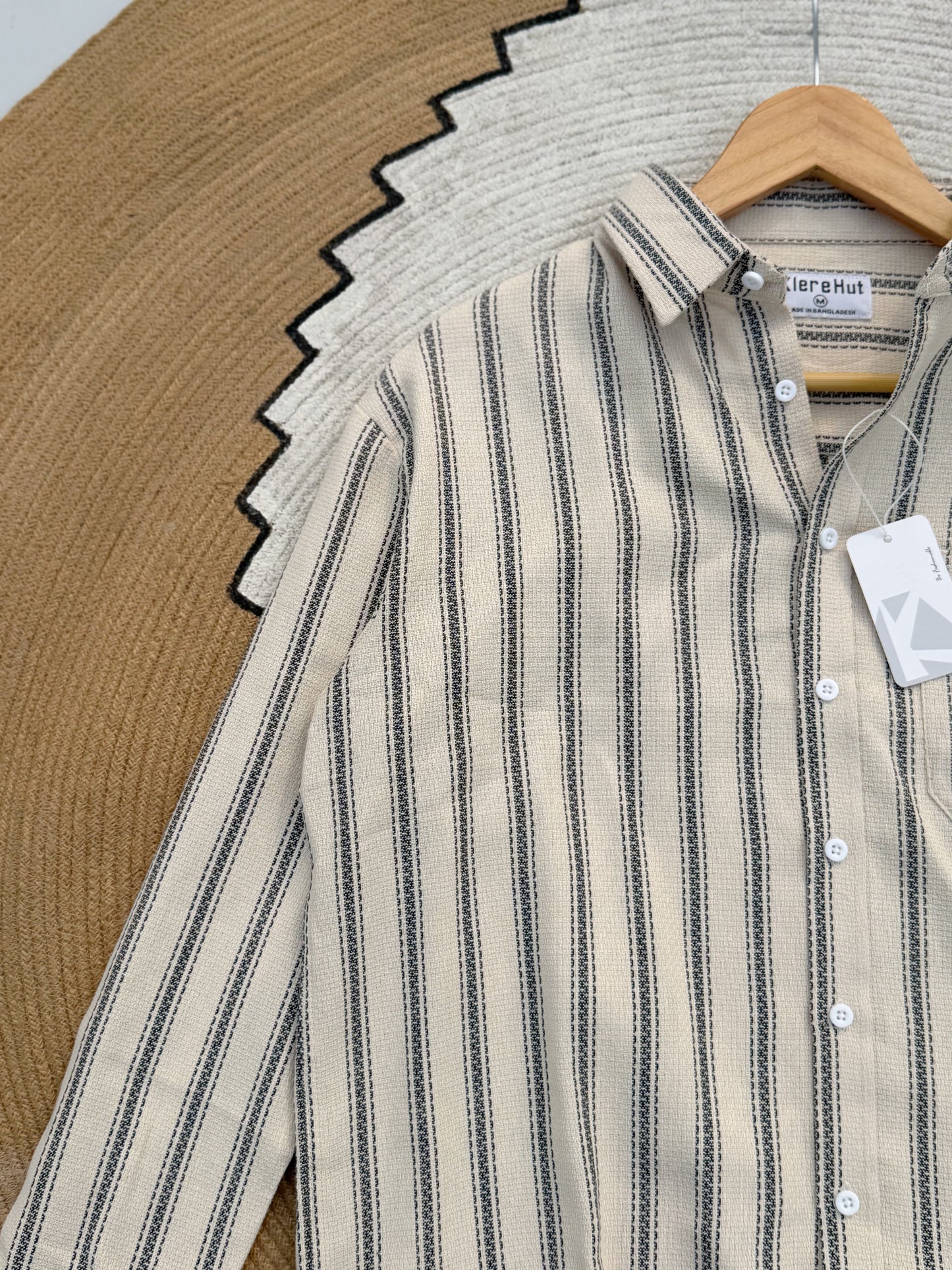 Premium Textured Desert Sand Stripe Boxy Shirt