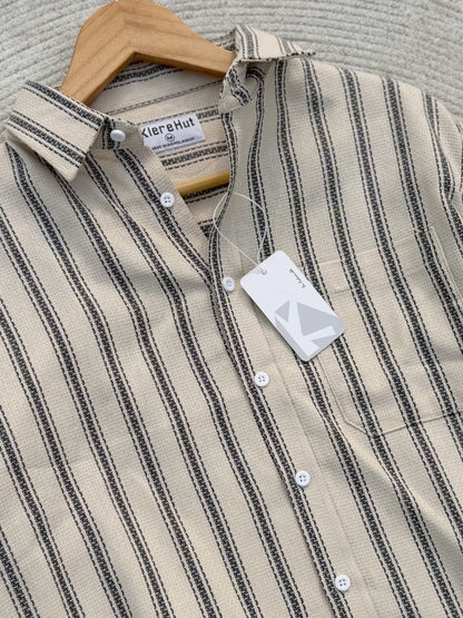 Premium Textured Desert Sand Stripe Boxy Shirt