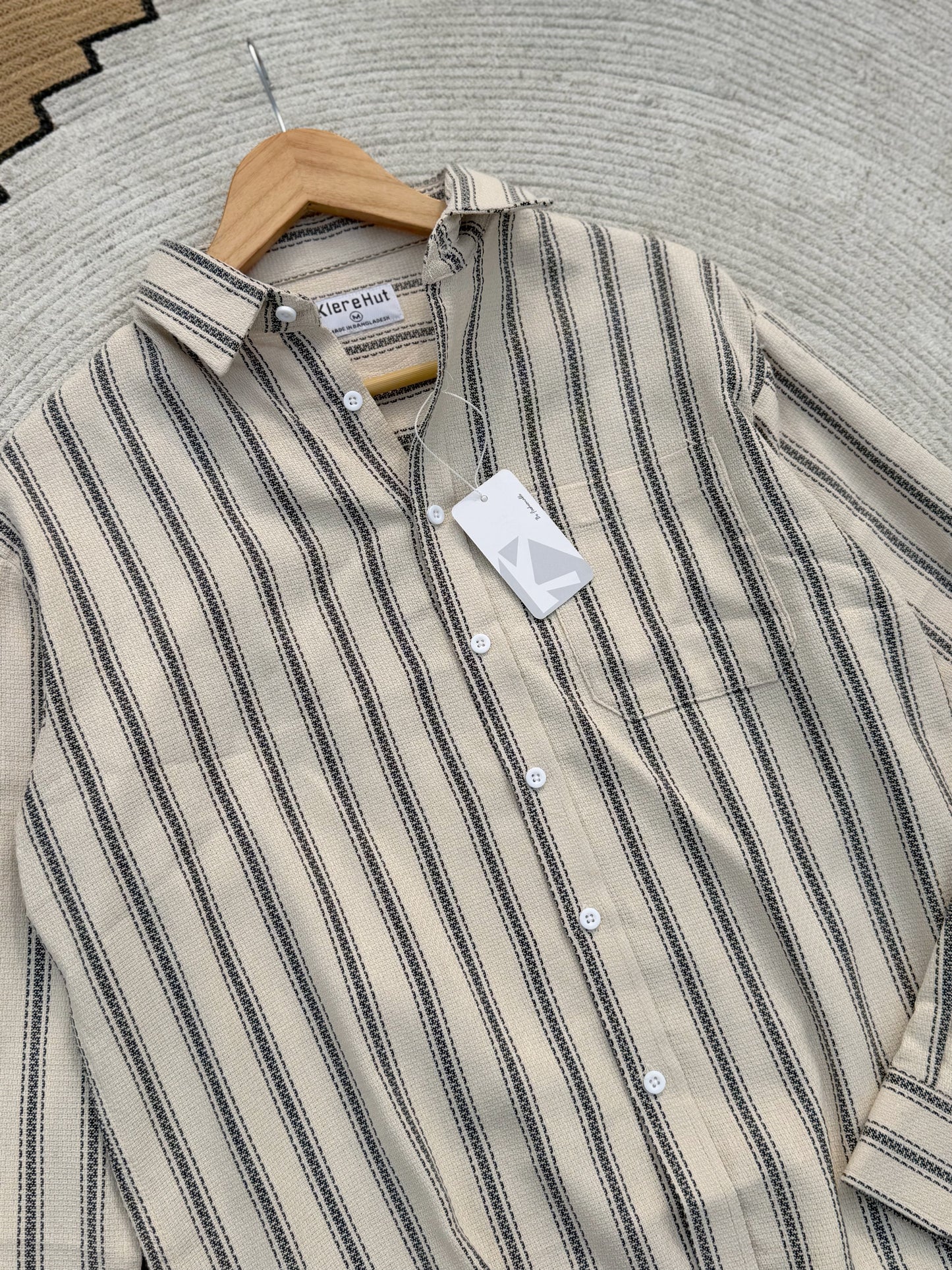 Premium Textured Desert Sand Stripe Boxy Shirt