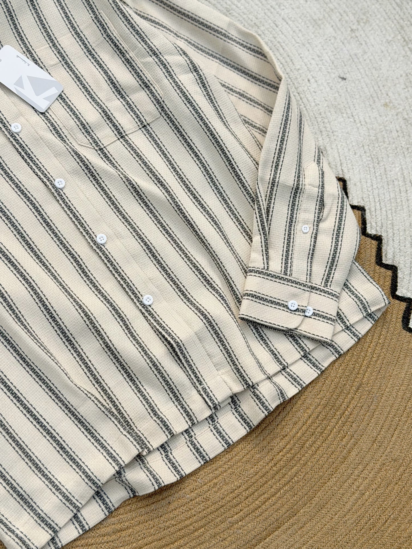 Premium Textured Desert Sand Stripe Boxy Shirt