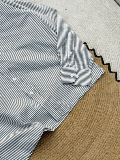 Premium Textured Gray Stripe Boxy Shirt