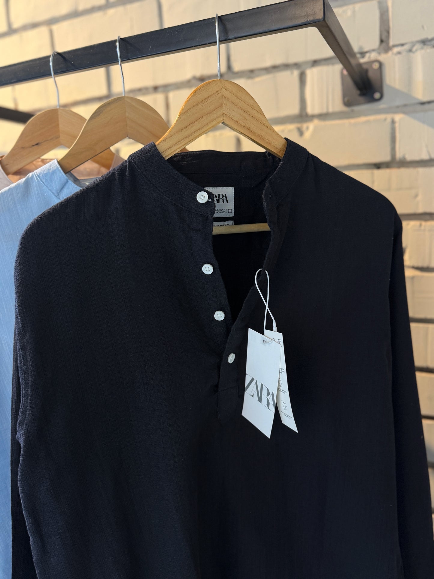 Premium Band Collar Shirt – Black