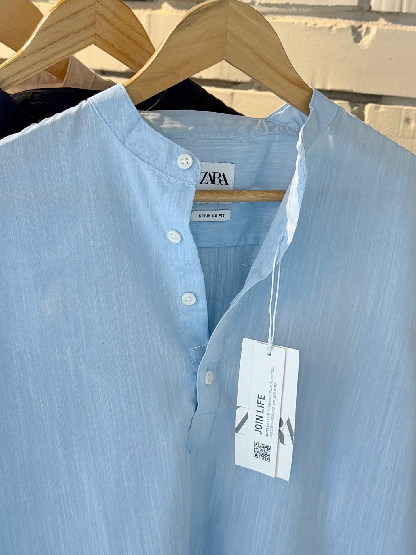 Premium Band Collar Shirt – Sky Blue