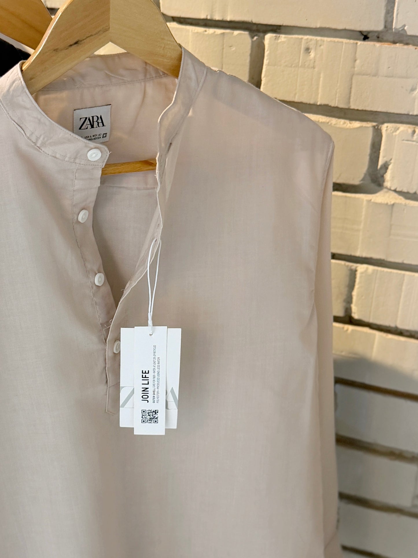 Premium Band Collar Shirt – Beige