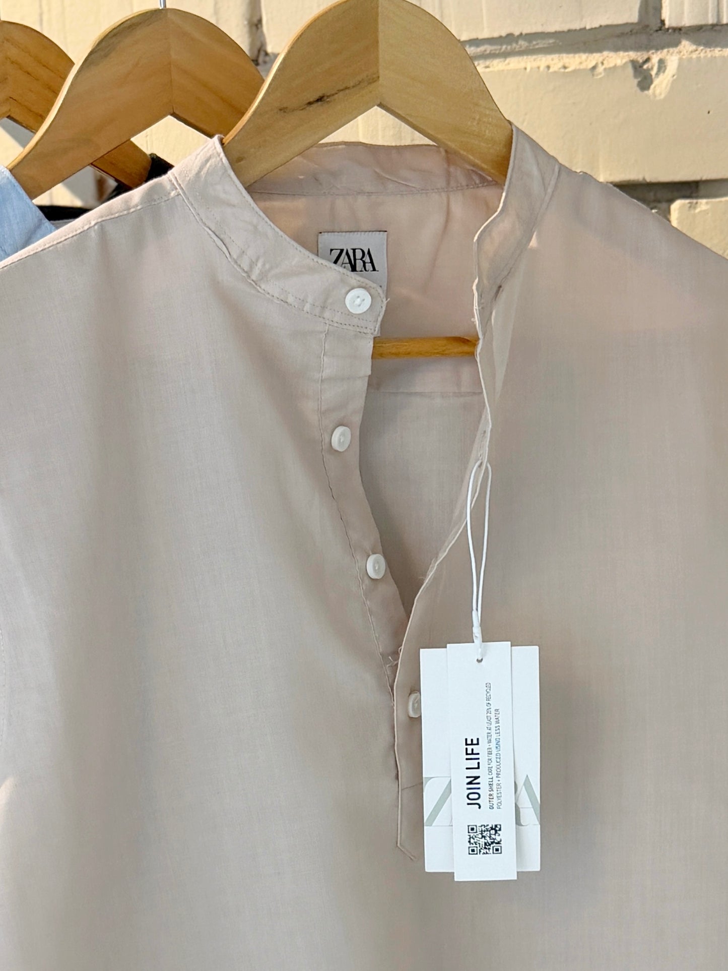 Premium Band Collar Shirt – Beige