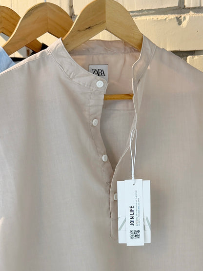 Premium Band Collar Shirt – Beige