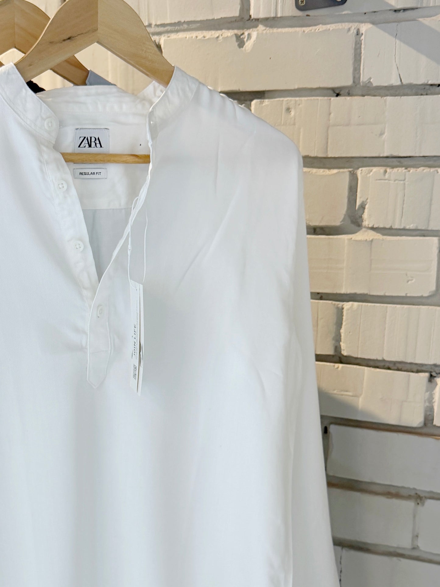 Premium Band Collar Shirt – White