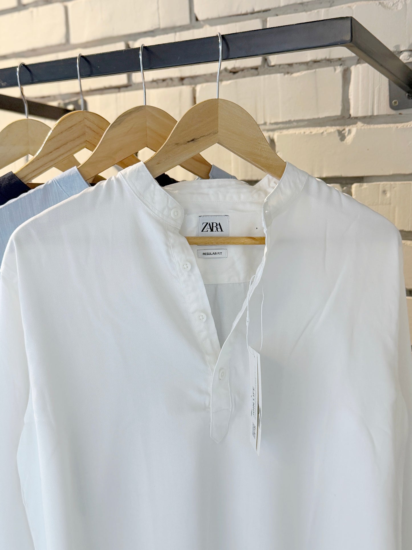 Premium Band Collar Shirt – White