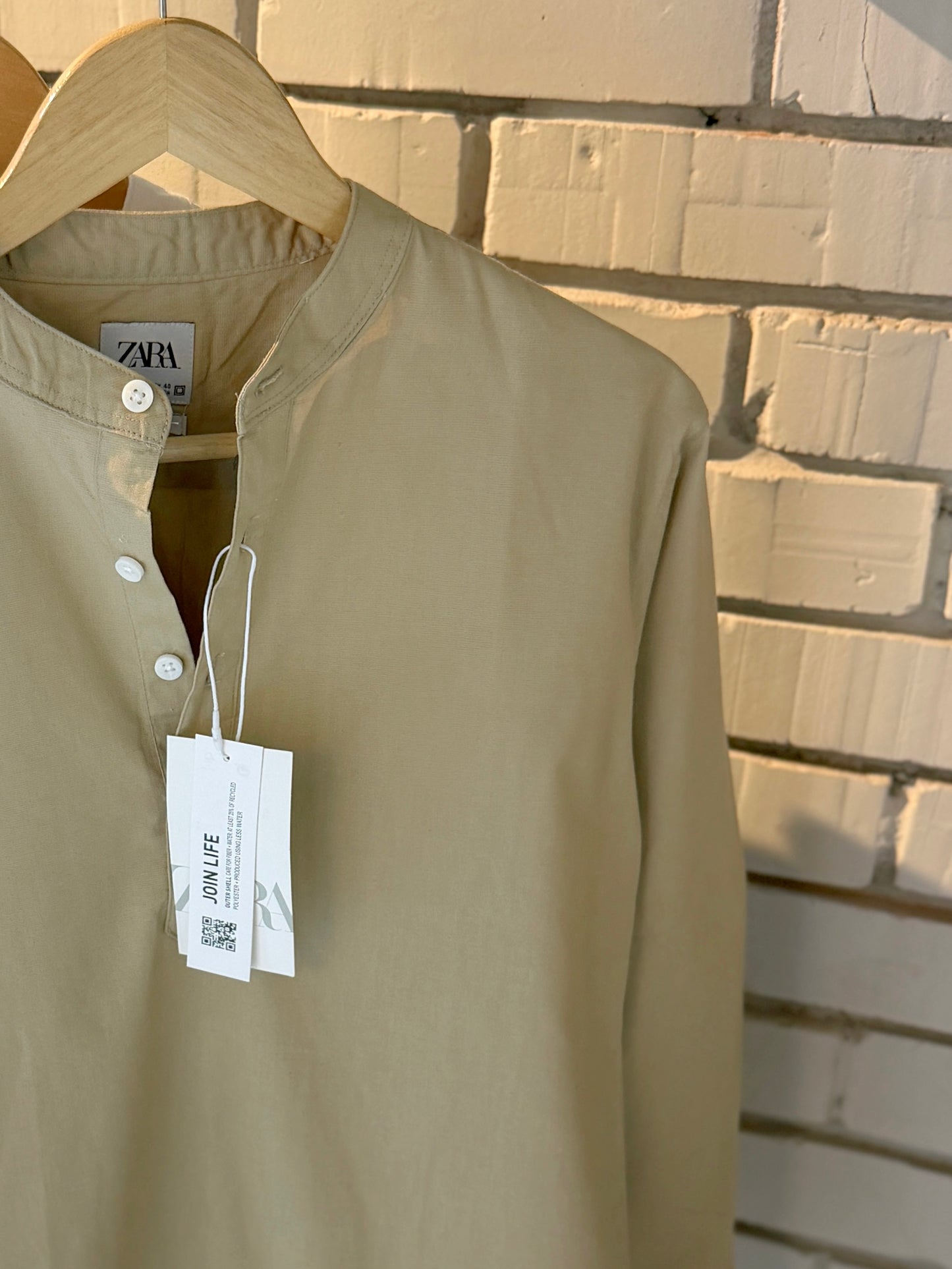 Premium Band Collar Shirt – Sand
