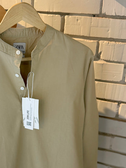 Premium Band Collar Shirt – Sand