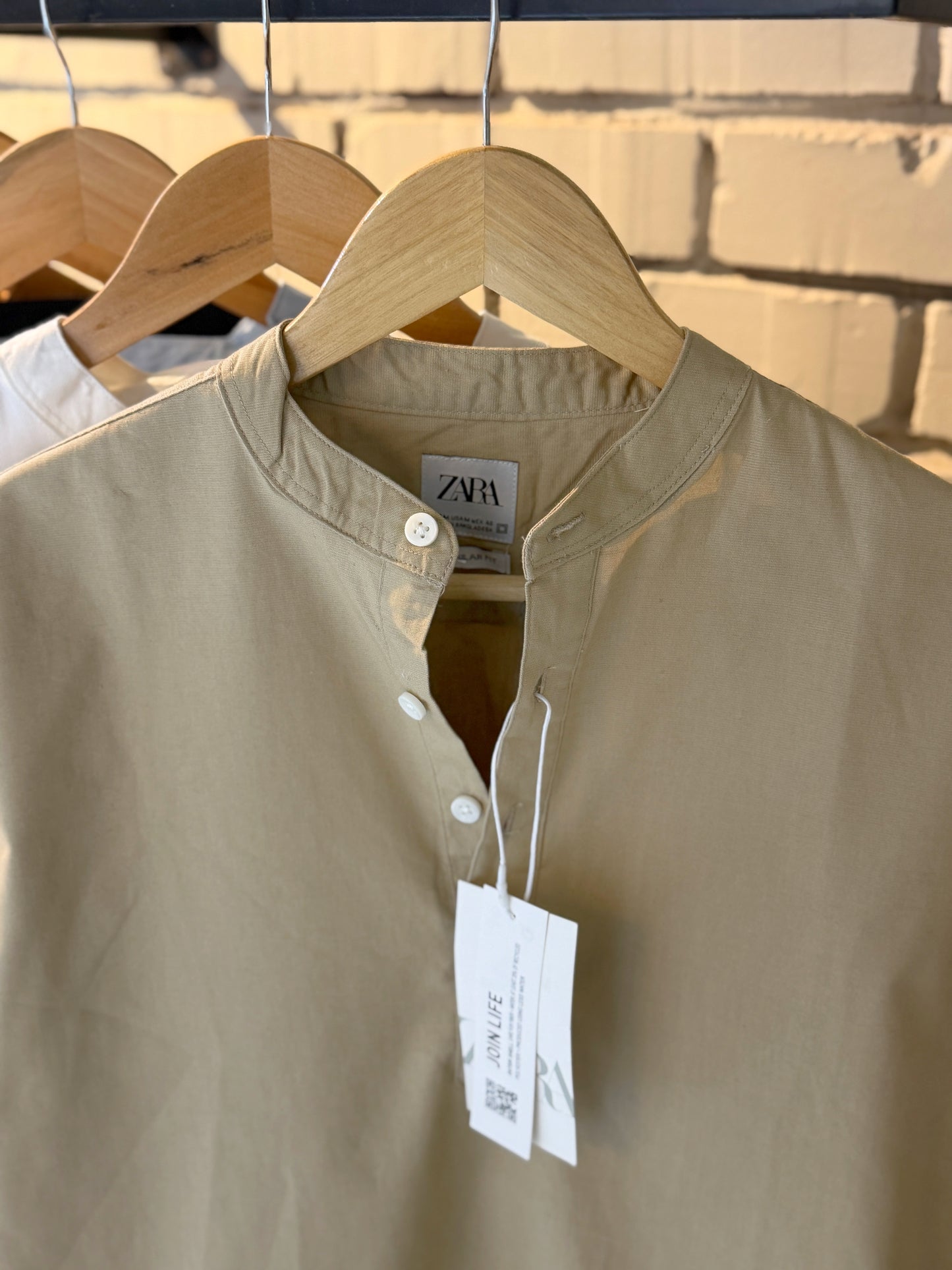 Premium Band Collar Shirt – Sand